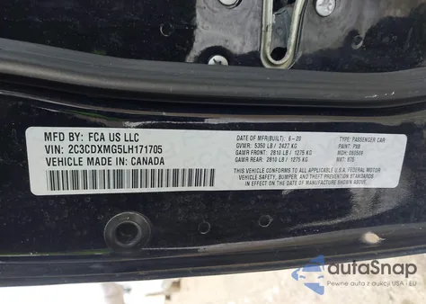 2020 Dodge Charger Gt Awd z USA, uszkodzony, nr VIN 2C3CDXMG5LH171705